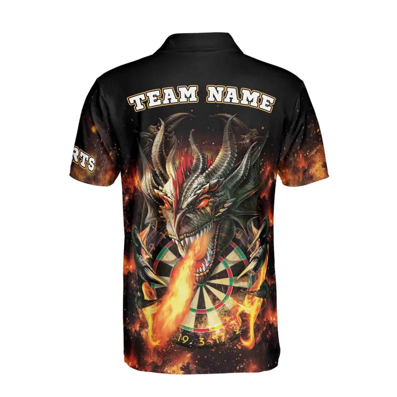 Custom Name Darts Dragon Flame Darts Team Men's Polo Shirt