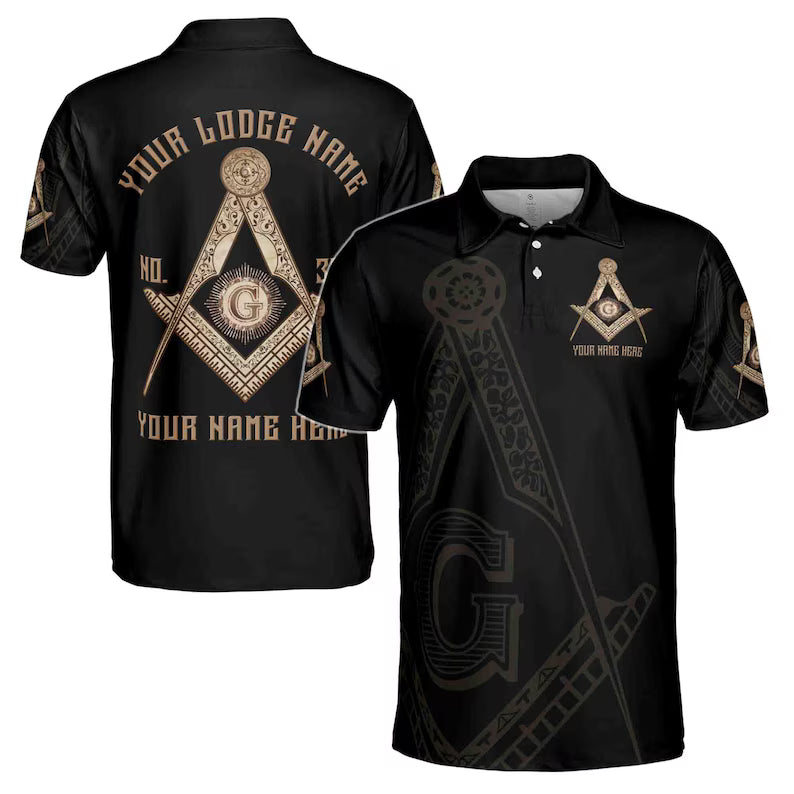 Custom Name Lodge State Freemason Emblem Men's Polo Shirt