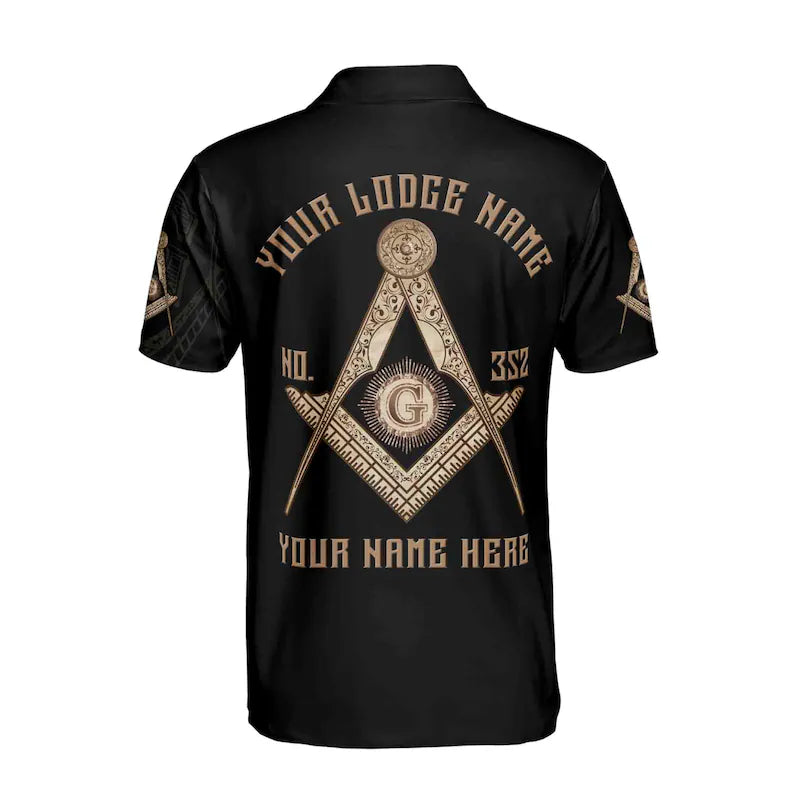 Custom Name Lodge State Freemason Emblem Men's Polo Shirt