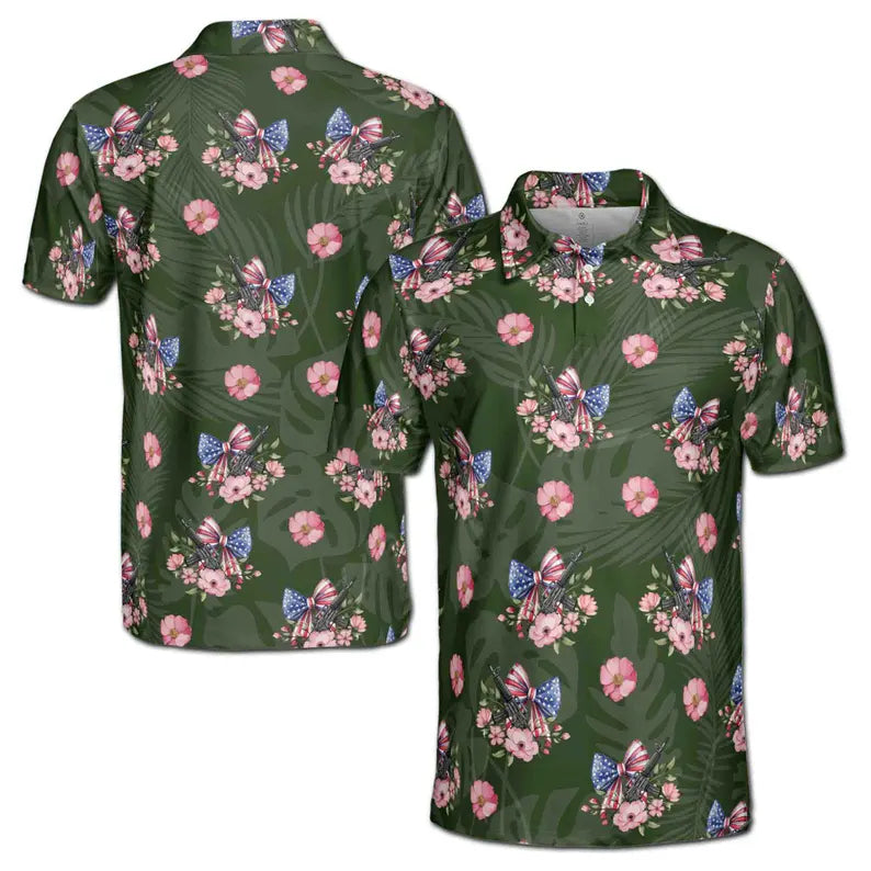 American Bowtie Tropical 4th of July Independence Day Men's Polo Shirt