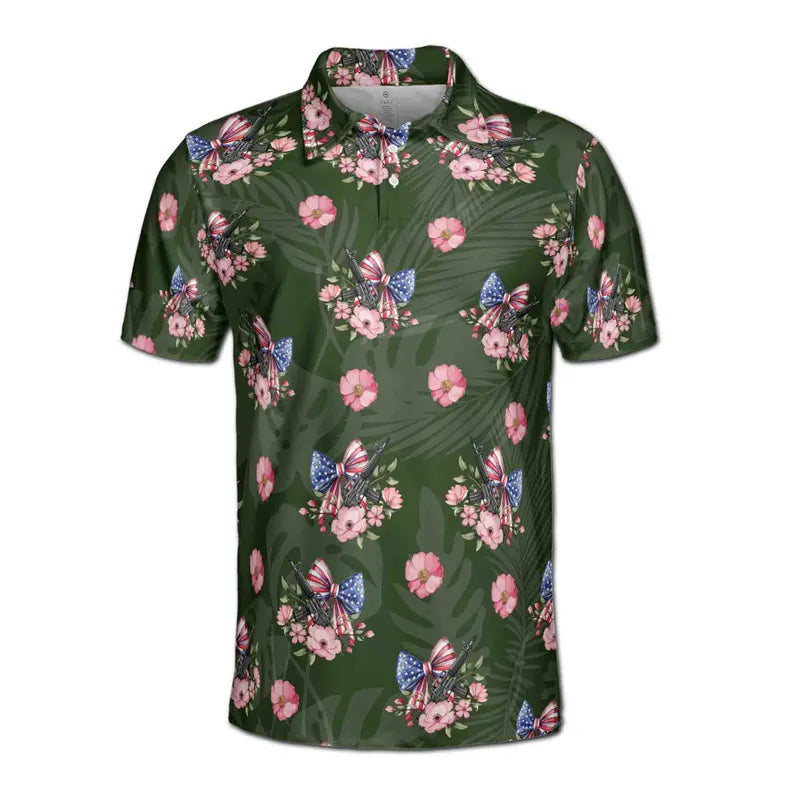 American Bowtie Tropical 4th of July Independence Day Men's Polo Shirt
