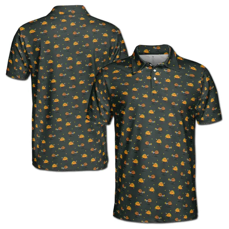 Funny Black Tacos Lovers And Tequila Doodle Golf Men's Polo Shirt