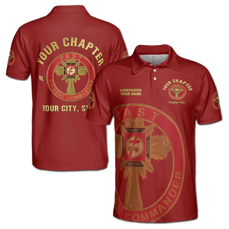 Customize Name Chapter Masonic Knights Templar Past Commander Freemasonry Men's Polo Shirt