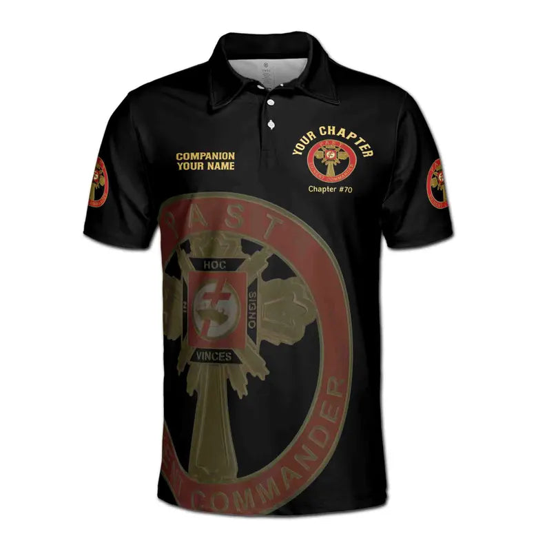 Customize Name Chapter Masonic Knights Templar Past Commander Freemasonry Men's Polo Shirt