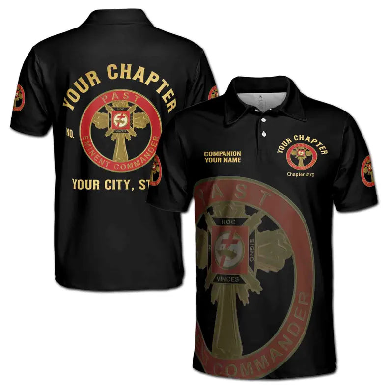 Customize Name Chapter Masonic Knights Templar Past Commander Freemasonry Men's Polo Shirt