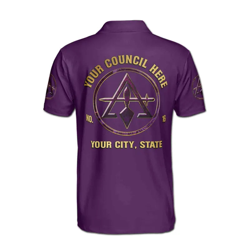 Custom Name Court York Rite Marble Purple Logo Men's Polo Shirt