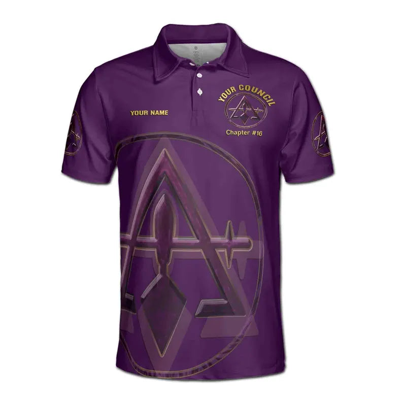 Custom Name Court York Rite Marble Purple Logo Men's Polo Shirt