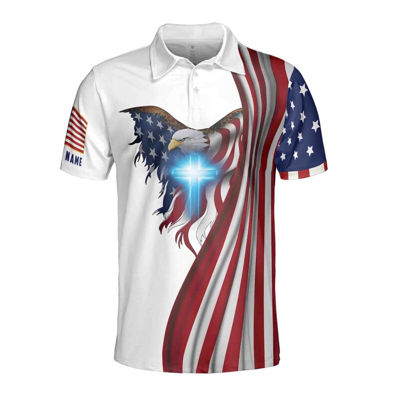 Customizable American Pride Eagle Men's Polo Shirt: 4th of July Patriotic Style