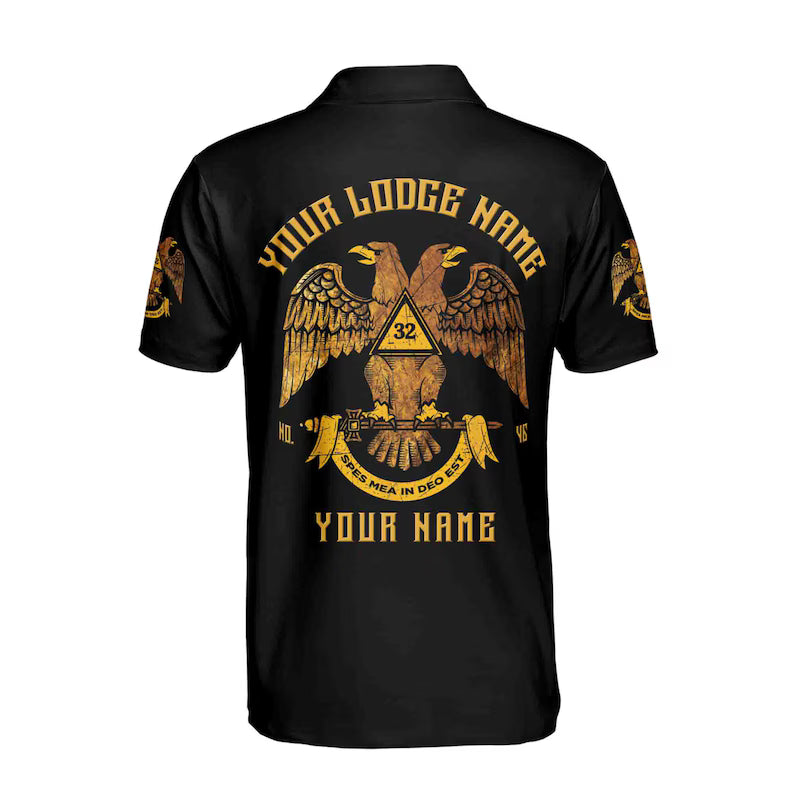 Custom Rite of Scottish 32 Degree Emblem Masonic Men's Polo Shirt