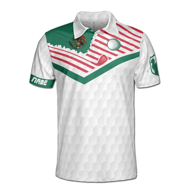 Mexico Flag World's Okayest Golfer Custom Men's Polo Shirt