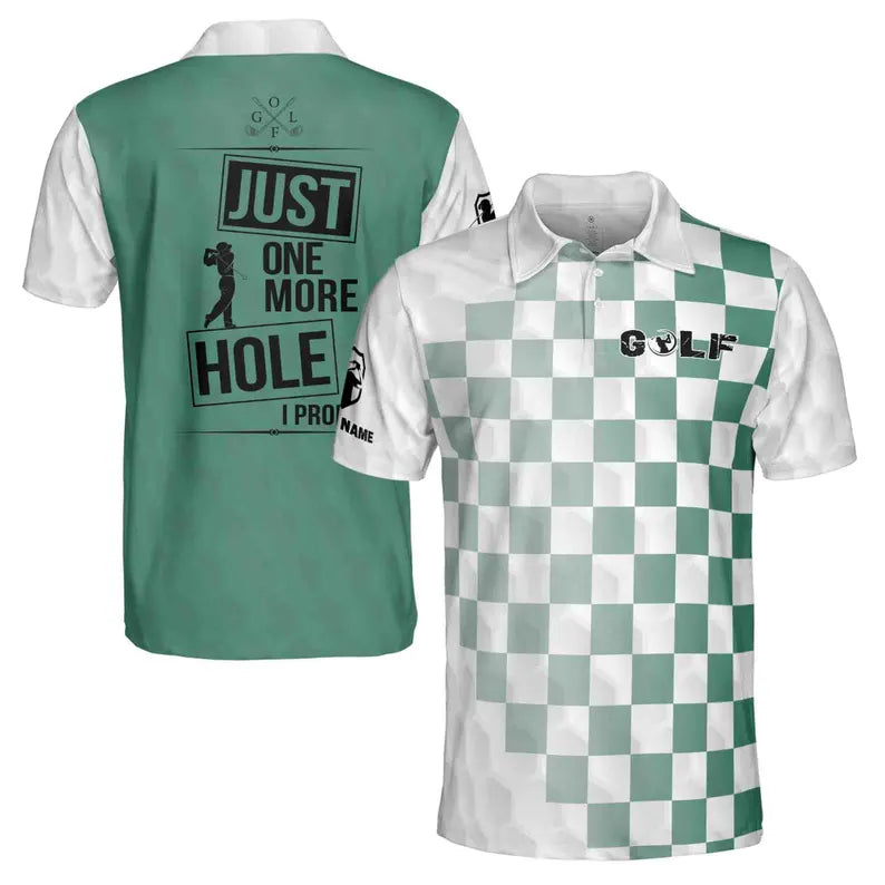 Custom Name Just One More Hole I Promise Gradient Golf Men's Polo Shirt