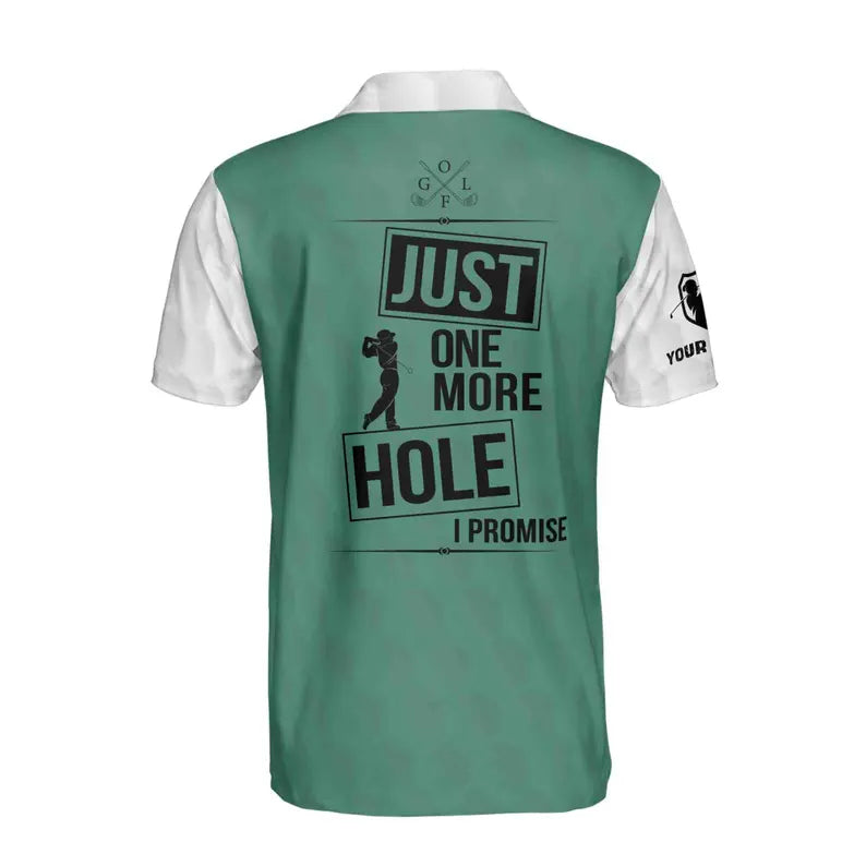 Custom Name Just One More Hole I Promise Gradient Golf Men's Polo Shirt