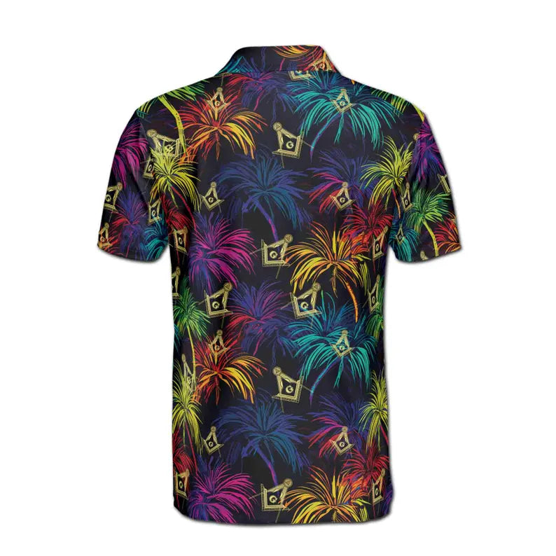 Master Mason Freemasonry Mansonic Neon Palm Tree Men's Polo Shirt