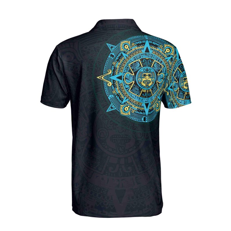 Blue Mexico Viking Tattoo Aztec Men 3D Polo Shirt