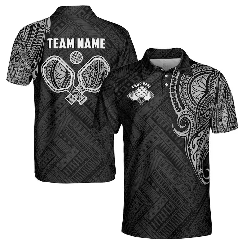 Custom Name, Team Name Pickleball Tribal Men's Polo Shirt