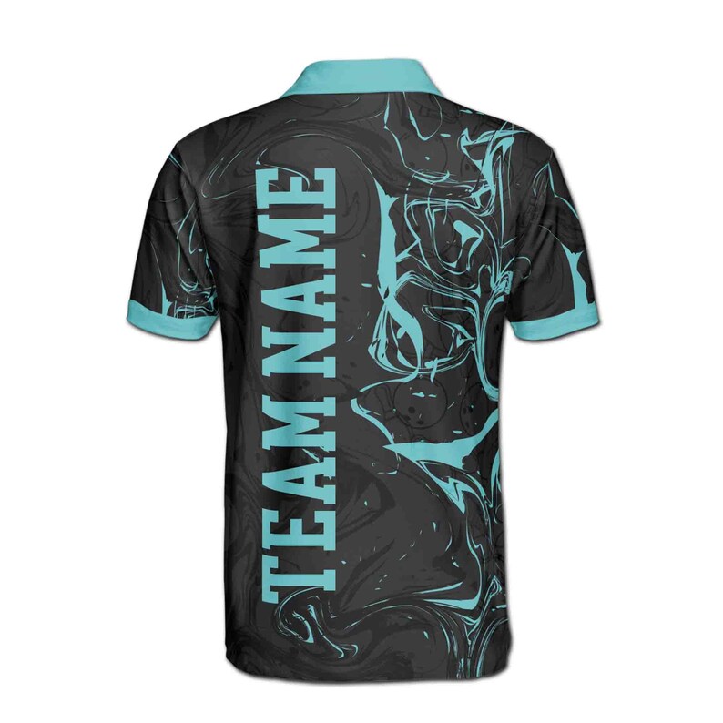 Custom Name, Team Name Teal Marble Bowlling Ball Men's Polo Shirt