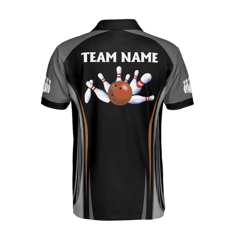 Custom Name, Team Name Bowling Ball Men's Polo Shirt