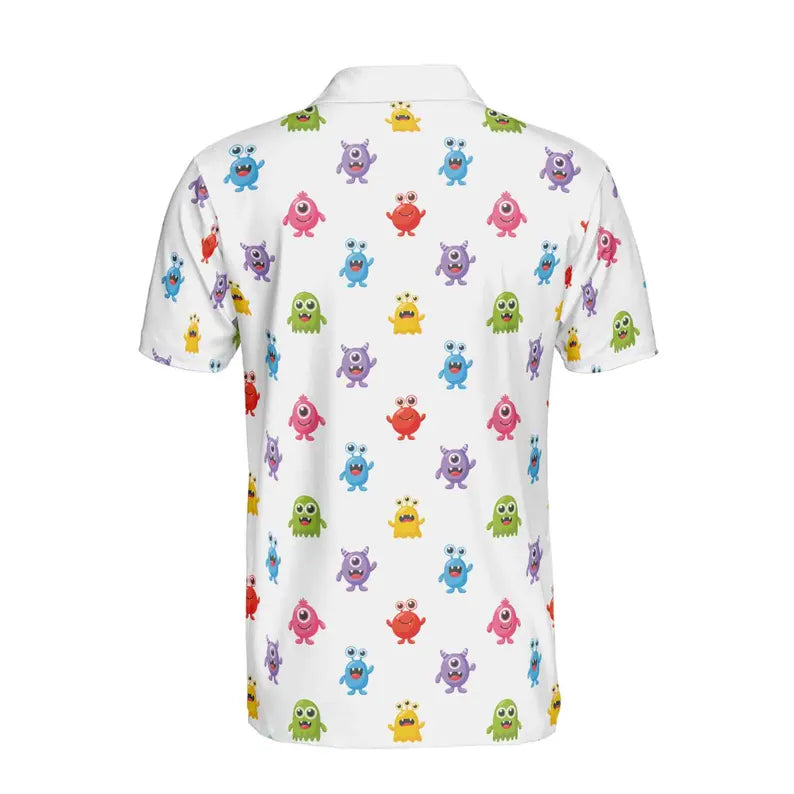 Funny Monster Cartoon Print Golf Men's Polo Shirt