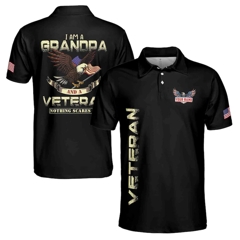 I'm a Grandpa A Veteran Proud Vet Grandfather Fathers Day Men's Polo Shirt