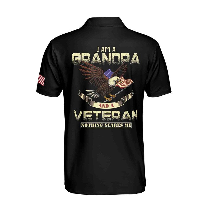I'm a Grandpa A Veteran Proud Vet Grandfather Fathers Day Men's Polo Shirt