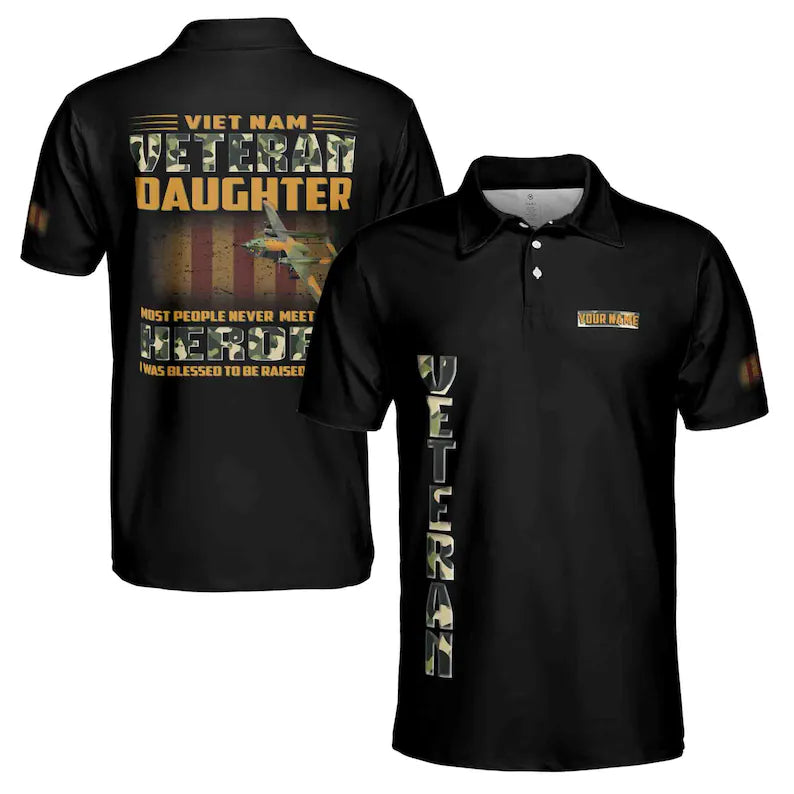 Vietnam Veteran's Daughter Men's Polo Shirt: Camouflage Print