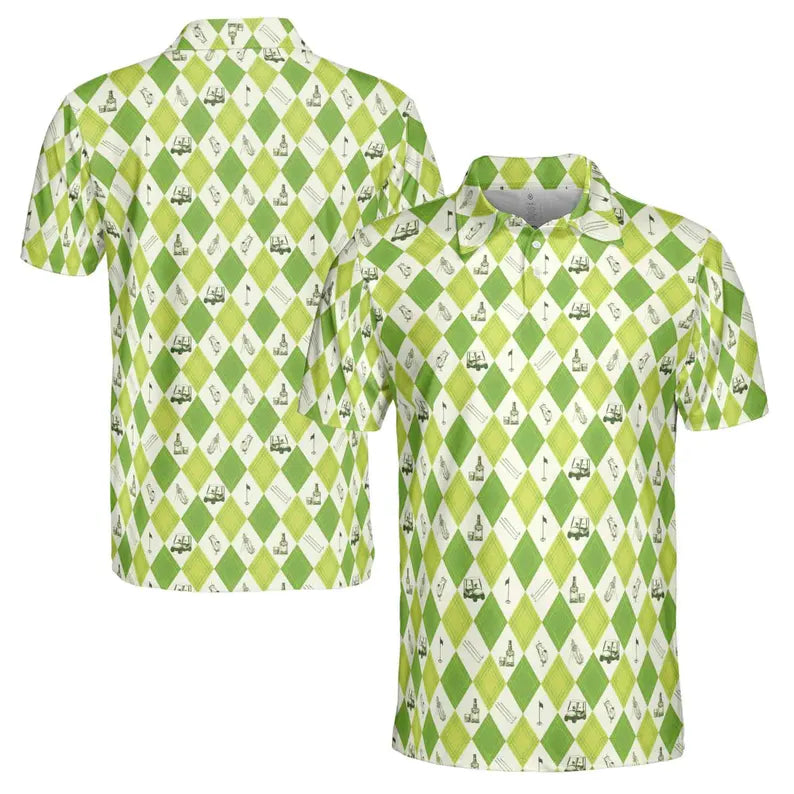 Funny Golf Icon Checked Pattern Golf Men's Polo Shirt