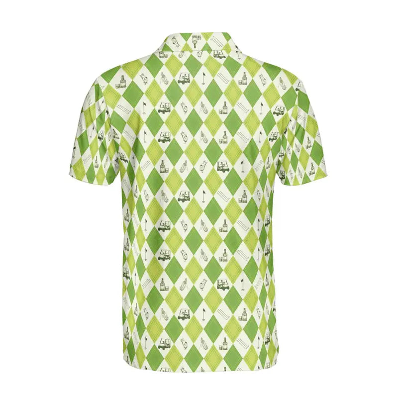 Funny Golf Icon Checked Pattern Golf Men's Polo Shirt
