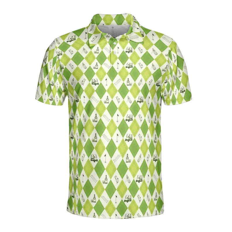 Funny Golf Icon Checked Pattern Golf Men's Polo Shirt