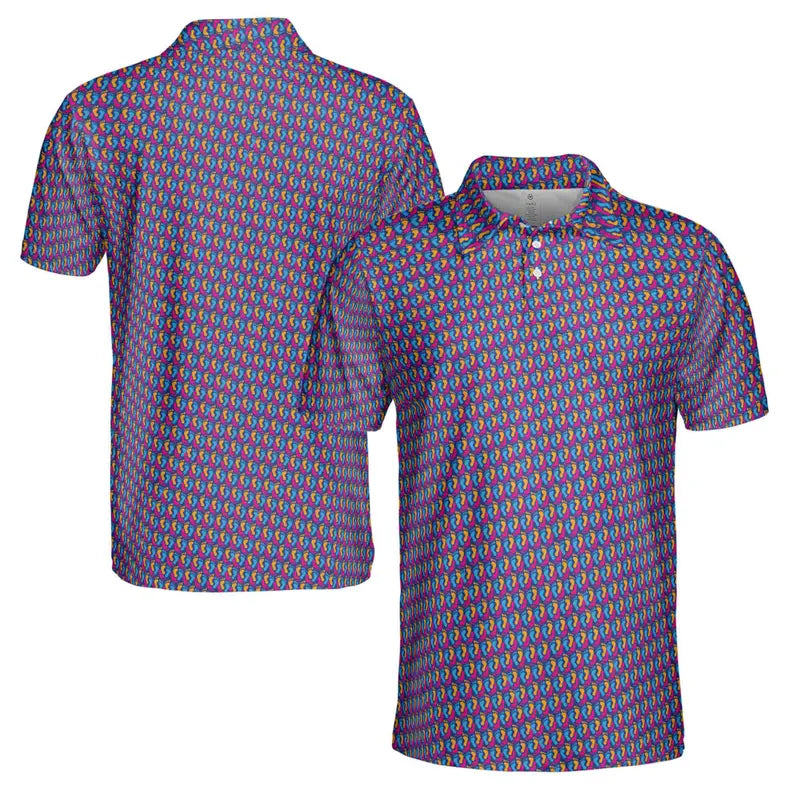 Funny Colorful Footprints Gift Golf Men's Polo Shirt