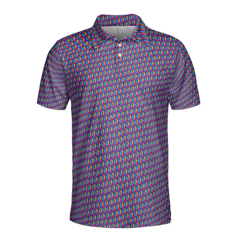 Funny Colorful Footprints Gift Golf Men's Polo Shirt