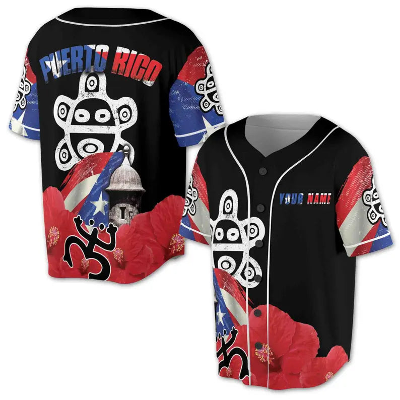 Custom Name Patriotic Puerto Rico Puerto Rican Symbol Baseball Jersey, 3D Baseball Jesey Shirt