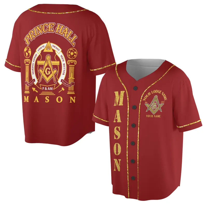 Greats Mason, Masonic Prince Hall Masons Baseball Jersey, 3D Baseball Jesey Shirt