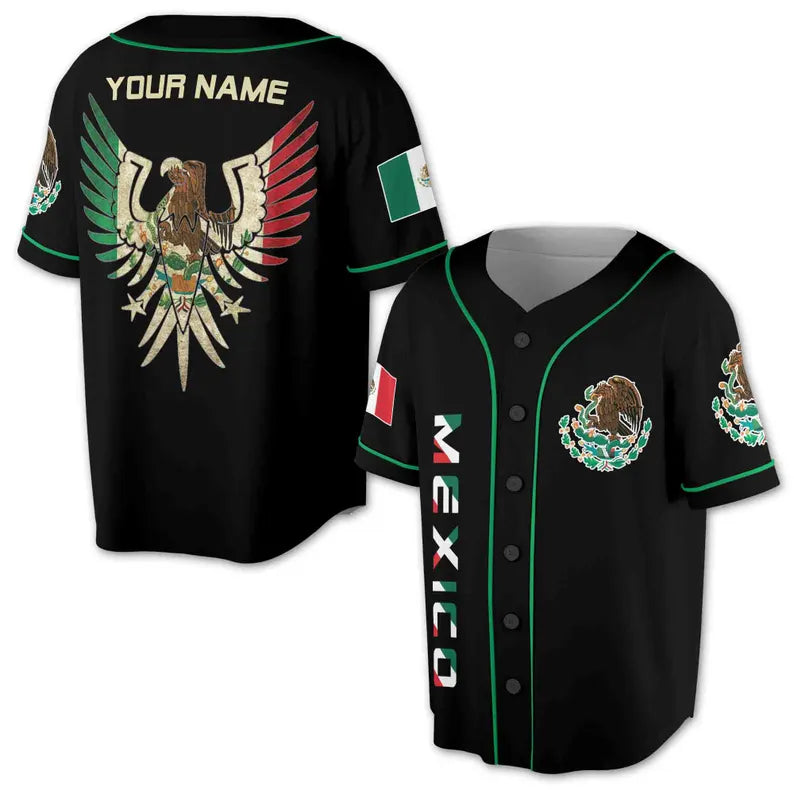 Personalized Name Eagle Mexico Viking Aztec 3D All Over Printed Baseball Jersey, 3D Baseball Jesey Shirt