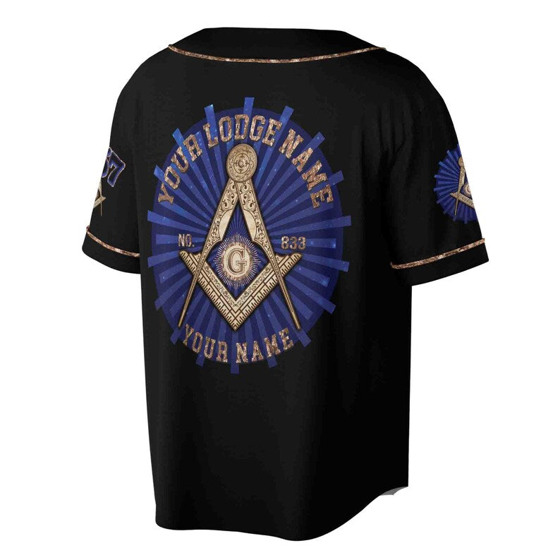 Freemason Symbol Custom Lodge Name Number 3D Baseball Jersey, 3D Baseball Jesey Shirt
