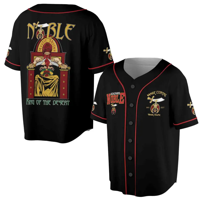 Custom Your Name, Temple Noble Shriners King Of The Desert 3D Baseball Jersey Shirt