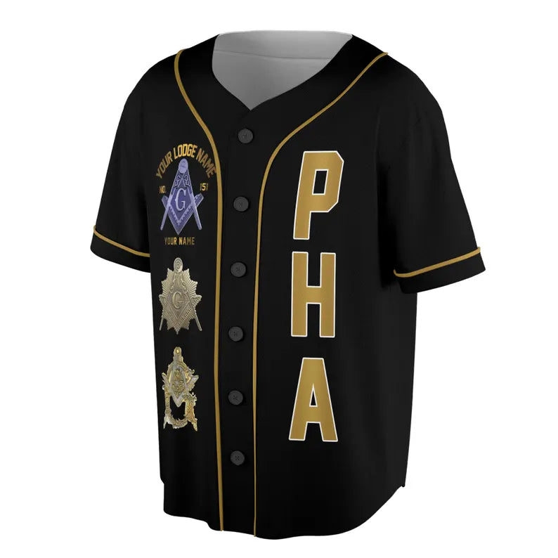 Custom Masonic Baseball Jersey: PHA Freemason Design, 3D Baseball Jesey Shirt