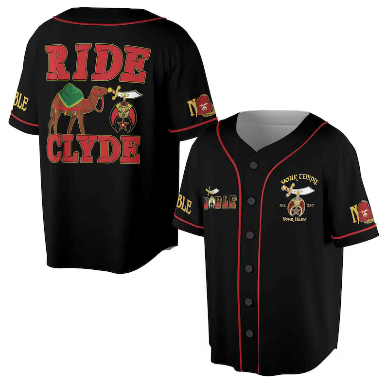 Custom Your Name, Temple Noble Shriners Ride Clyde Camel 3D Baseball Jersey Shirt