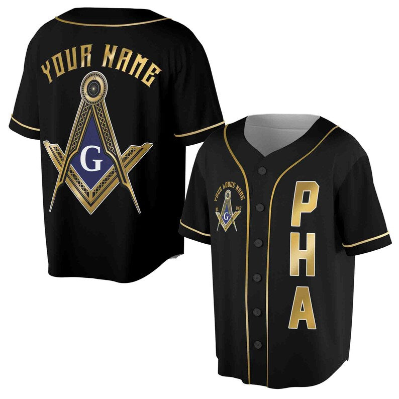 Custom Name Logde Name Number Masonic Lodge, PHA Freemasonry 3D Baseball Jersey, 3D Baseball Jesey Shirt