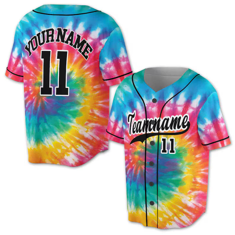 Custom Tie Dye Baseball Jersey: Personalized Team Name & Number 3D Baseball Jersey Shirt