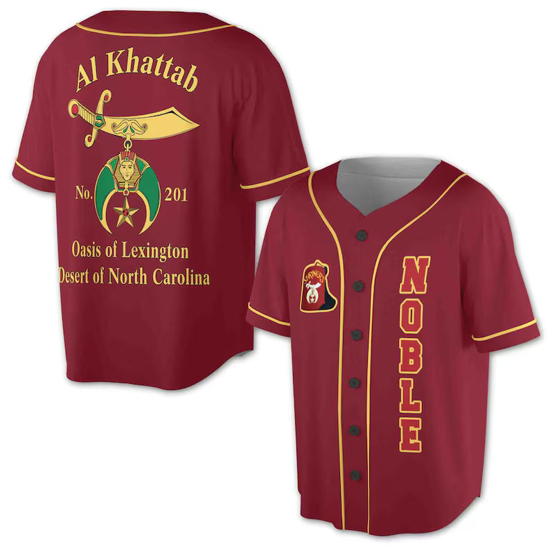 Personalize Temple Name Red Shriners Noble Masonic 3D Baseball Jersey, 3D Baseball Jesey Shirt