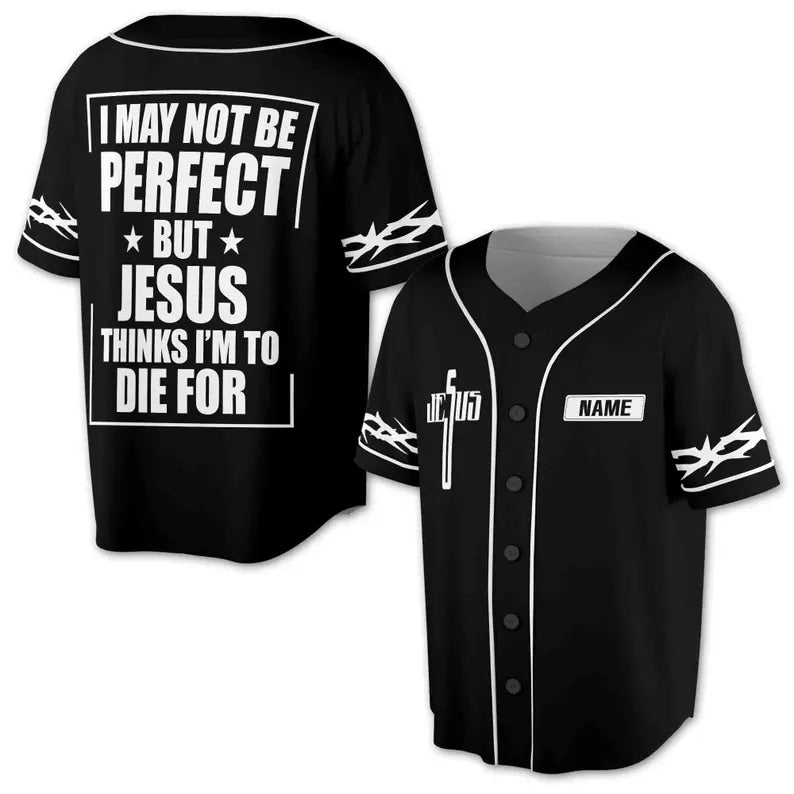 Personalized Jesus Baseball Jersey - Black 3D Print, 3D Baseball Jersey Shirt