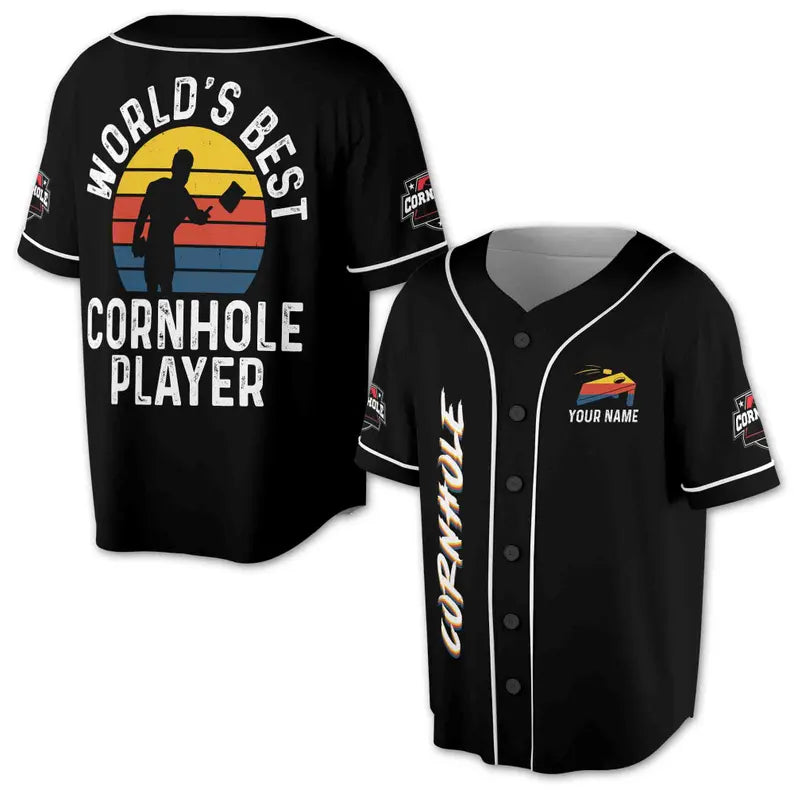 Custom Name Cornhole Player Baseball Jersey, 3D Baseball Jesey Shirt