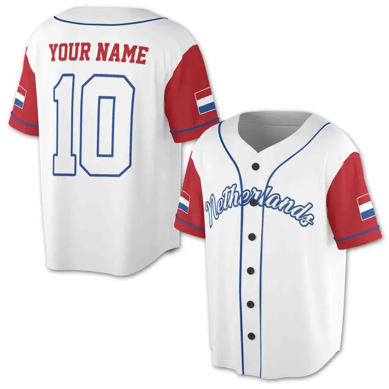 Personalized Patriotic Netherlands Flag Coat of Arms Baseball Jersey, 3D Baseball Jersey Shirt