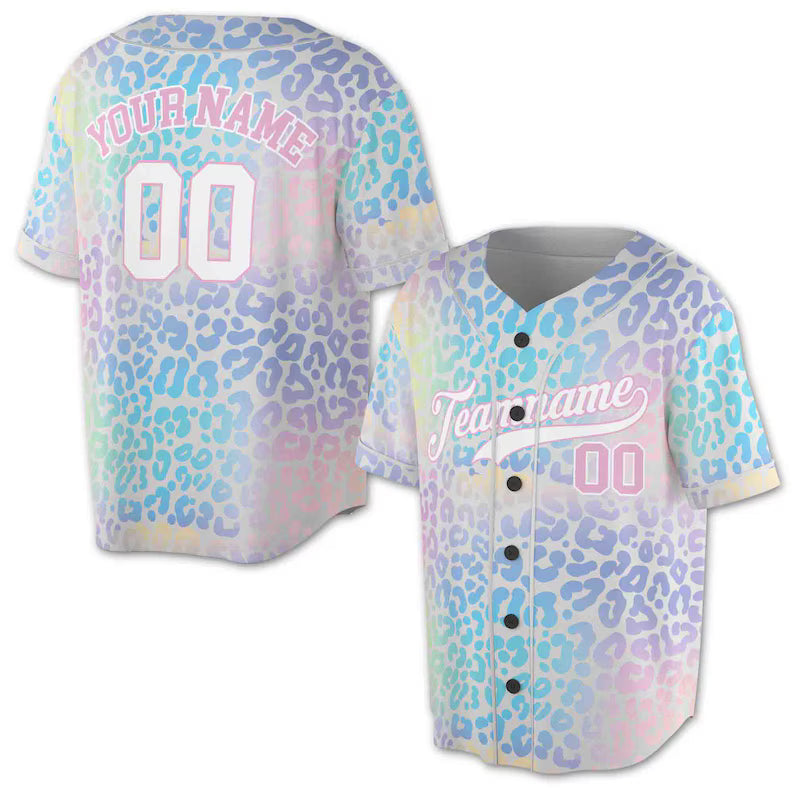 Personalized Funny Pastel Leopard Pattern Custom Baseball Jersey, 3D Baseball Jersey Shirt
