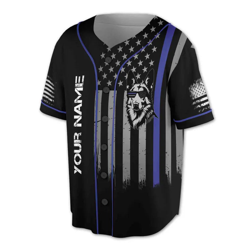 Custom Name Back The Blue America Flag Grunge Baseball Jersey, 3D Baseball Jersey Shirt