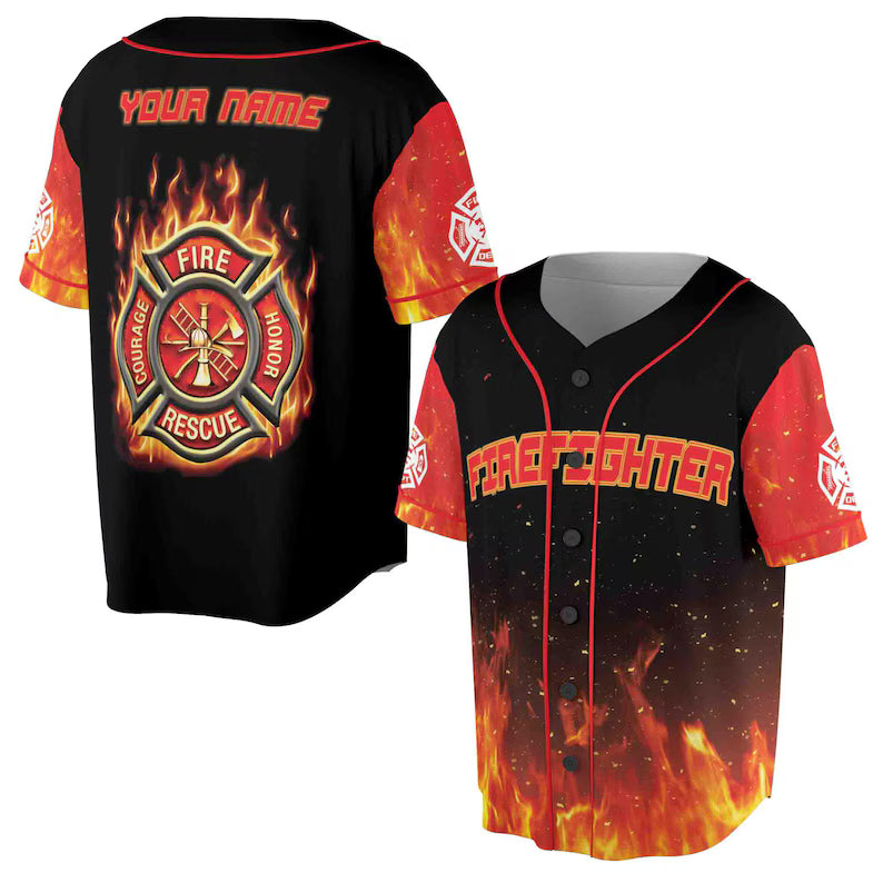 Custom Name Proud To Be A Firefighter Baseball Jersey, 3D Baseball Jersey Shirt
