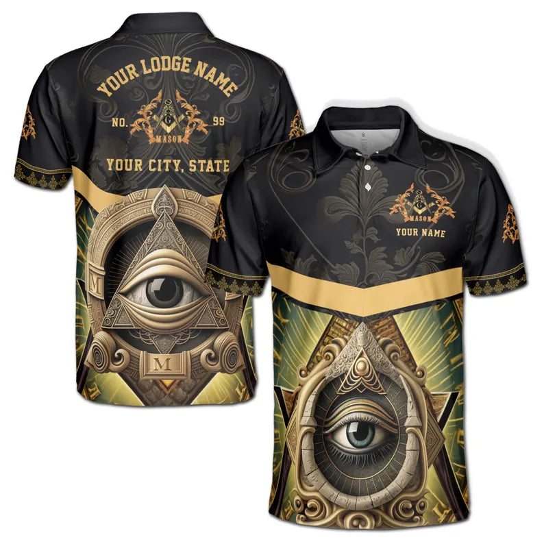 Customized Master Mason Freemasonry All Seeing Eye Men's Polo