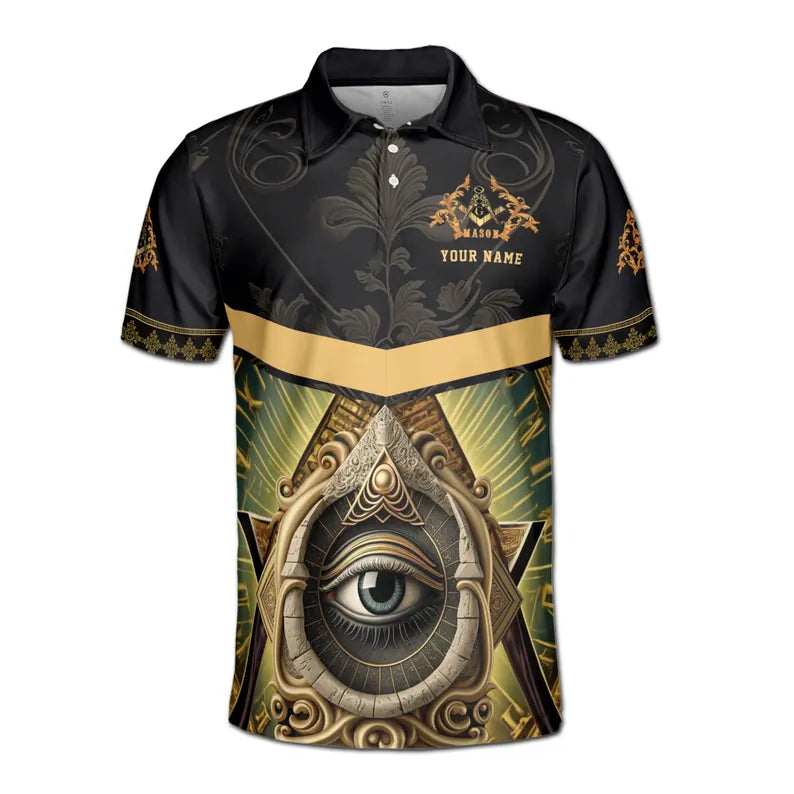 Customized Master Mason Freemasonry All Seeing Eye Men's Polo