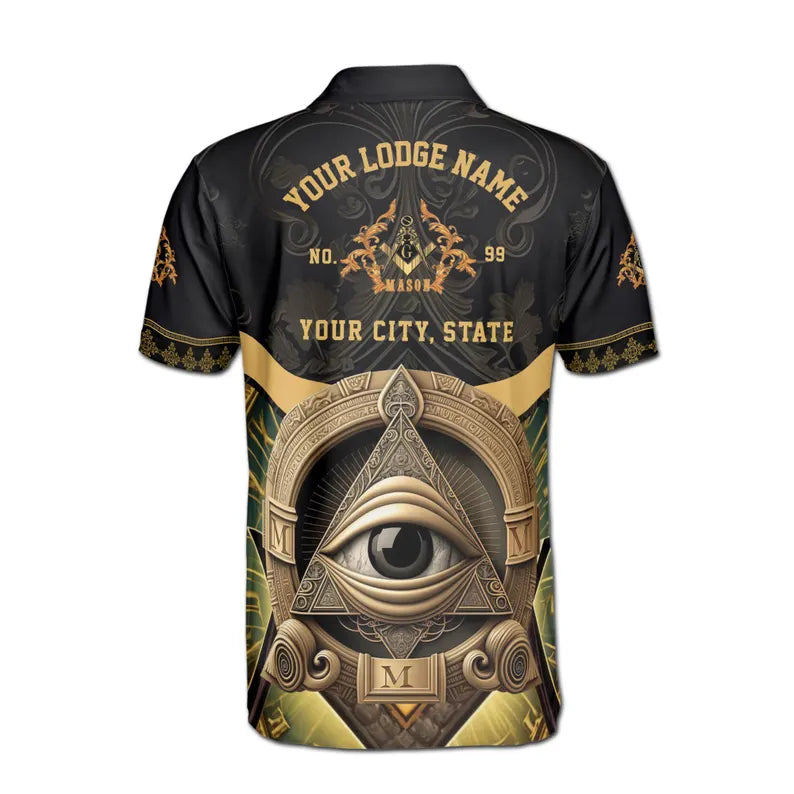 Customized Master Mason Freemasonry All Seeing Eye Men's Polo