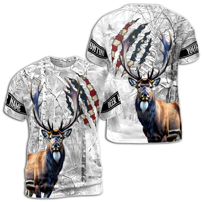Custom Name Hunting Season America Deer Hunting Men's 3D T-Shirt S-5XL